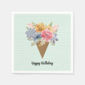 Blume Bouquet Birthday Serviette (Vorderseite)