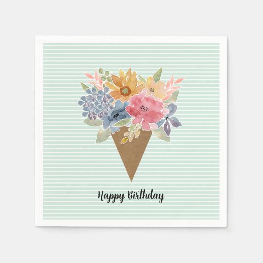 Blume Bouquet Birthday Serviette (Vorderseite)