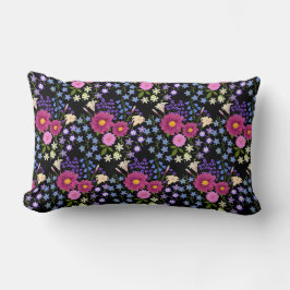 Blume Bouquet Black Lumbar Pillow Lendenkissen