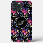 Blume Bouquet Black Monogram Case-Mate iPhone Hülle (Rückseite)
