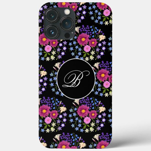 Blume Bouquet Black Monogram Case-Mate iPhone Hülle (Rückseite)