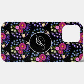 Blume Bouquet Black Monogram Case-Mate iPhone Hülle (Rückseite (Horizontal))