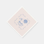 Blume Bouquet Blue Hand Drawn Brautparty Serviette (Ecke)