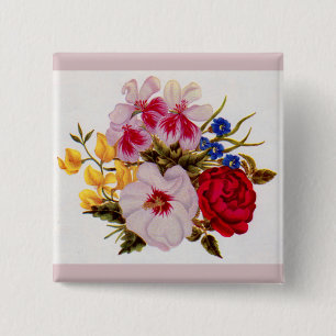 Blume-Bouquet-Blume aus dem 18. Jahrhundert Button