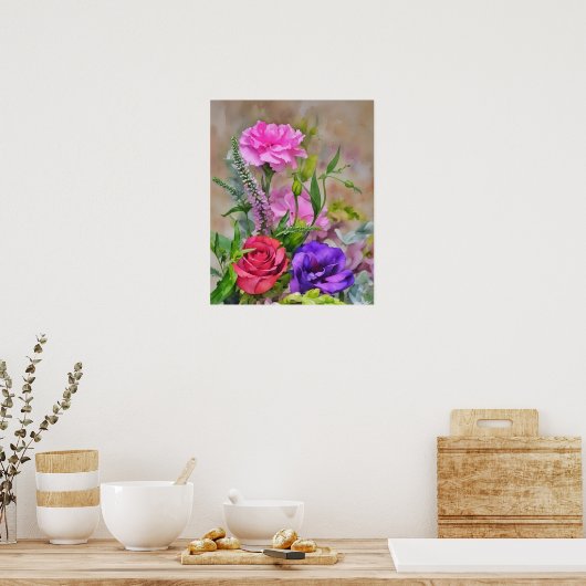 Blume Bouquet Blumenstrauß Art Poster (Küche)