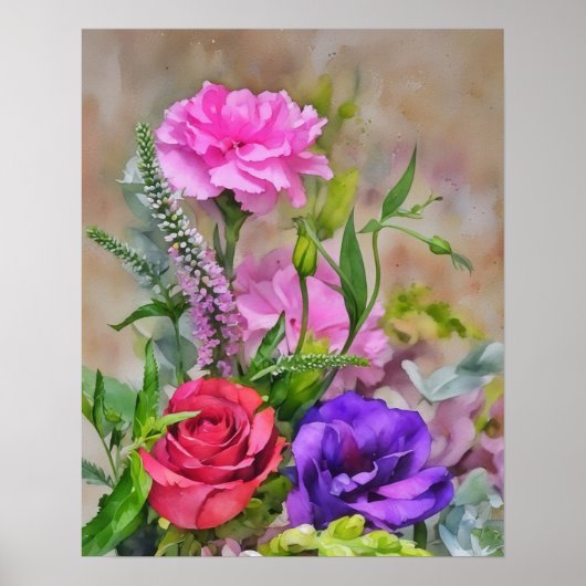 Blume Bouquet Blumenstrauß Art Poster (Vorne)