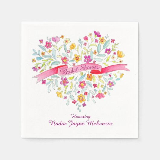 Blume-Bouquet Brautparty Papierserviette (Vorderseite)