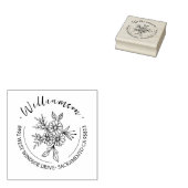 Blume Bouquet Chic Script-Rücksendeadresse Gummistempel (Stempel)