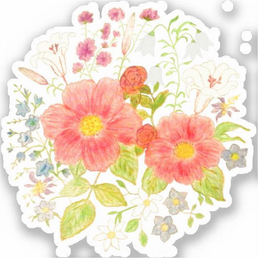 Blume Bouquet Custom Cut Sticker (Vorderseite)