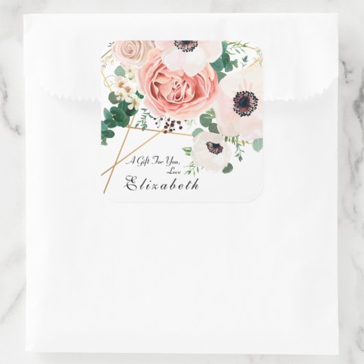 Blume Bouquet Custom Quadratischer Aufkleber (Tasche)