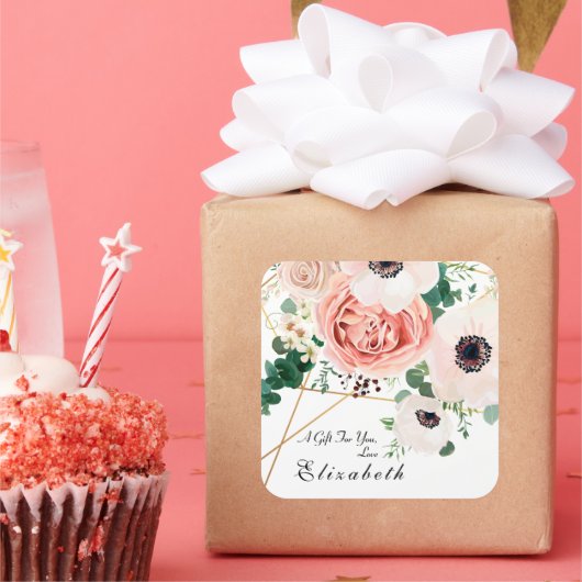 Blume Bouquet Custom Quadratischer Aufkleber (Party)