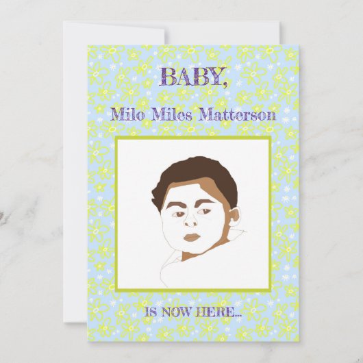 Blume Bouquet Daisy Meadow Periwinkle Lemon Birth Ankündigung (Vorderseite)