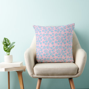 Blume Bouquet Daisy Meadow Pink Blau Kissen