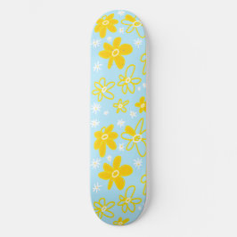 Blume Bouquet Daisy Meadow Sky Yellow White Skateboard