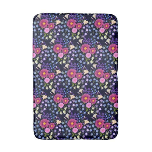 Blume Bouquet Dark Blue Badematte (Vorderseite Vertikal)