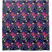 Blume Bouquet Dark Blue Duschvorhang (Vorderseite)