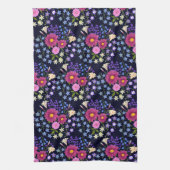 Blume Bouquet Dark Blue Geschirrtuch (Vertikal)