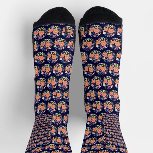 Blume Bouquet Dark Blue Socks Socken (Oben)