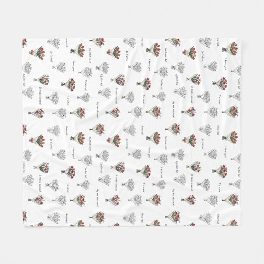 Blume Bouquet Fleece Blanket (Vorderseite (Horizontal))