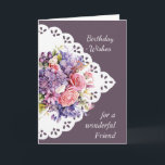 Blume Bouquet Friend Geburtstagskarte Karte<br><div class="desc">Vintage Blume Bouquet für Ihren Freund Geburtstag im Vers beinhaltet Mai Sie mit Gottes Liebe und Freude an Ihrem besonderen Tag und jeden Tag duscht werden</div>