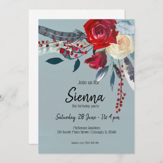 Blume-Bouquet für jede Anlässe Einladung (Vorne/Hinten)