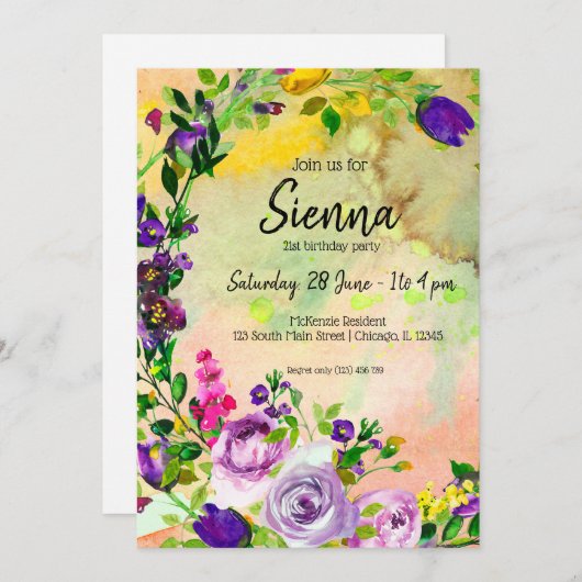 Blume-Bouquet für jede Anlässe Einladung (Vorne/Hinten)