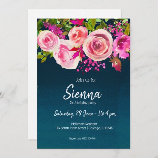 Blume-Bouquet für jede Anlässe Einladung (Vorne/Hinten)