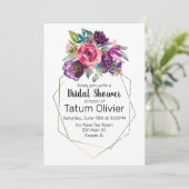 Blume Bouquet Geometric Goldrahmen Einladung (Stehend Vorderseite)