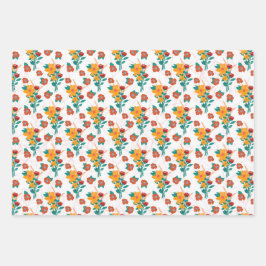 Blume-Bouquet Geschenkpapier Set