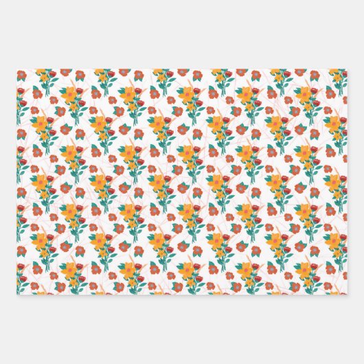 Blume-Bouquet Geschenkpapier Set (Vorderseite 3)