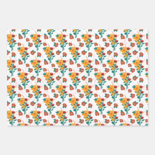 Blume-Bouquet Geschenkpapier Set (Vorderseite)