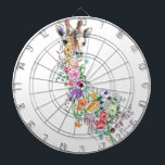 Blume Bouquet Giraffe Dart Board Dartscheibe<br><div class="desc">Blume Bouquet Giraffe Dartboards Zeichnend moderne süße romantische Blumensammlung von MIGNET</div>