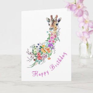 Blume Bouquet Giraffe Geburtskarte Karte