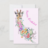 Blume Bouquet Giraffe Geburtskarte Karte (Vorderseite)