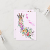 Blume Bouquet Giraffe Geburtskarte Karte (Vorderseite/Rückseite Beispiel)