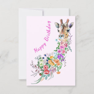 Blume Bouquet Giraffe Geburtskarte Karte