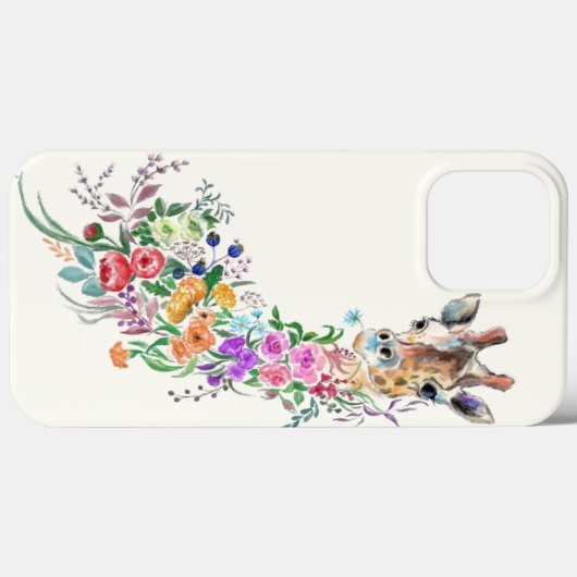 Blume Bouquet Giraffe iPhone Case (Rückseite (Horizontal))