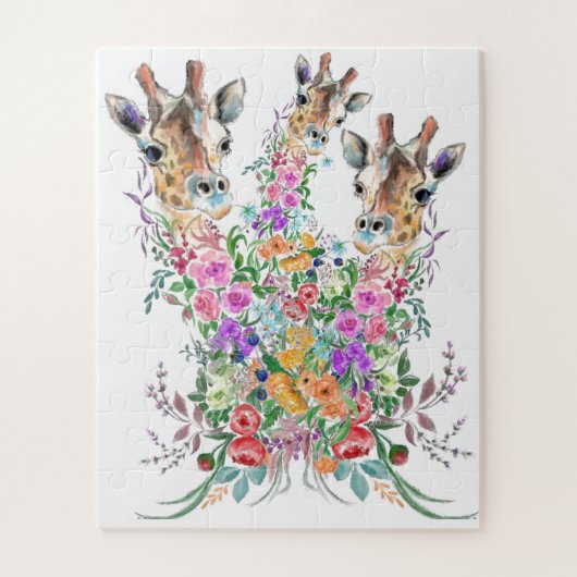 Blume Bouquet Giraffe Liebe Puzzle (Vertikal)