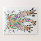 Blume Bouquet Giraffe Liebe Puzzle (Horizontal)
