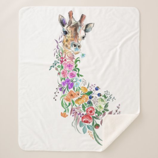 Blume Bouquet Giraffe Sherpa Blanket Sherpadecke (Vorderseite)