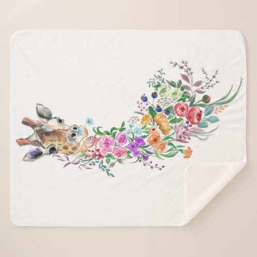Blume Bouquet Giraffe Sherpa Blanket Sherpadecke (Vorderseite (Horizontal))
