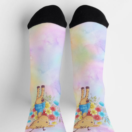 Blume Bouquet Giraffe Socken (Oben)