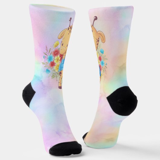 Blume Bouquet Giraffe Socken (Gewinkelt)