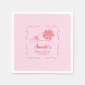 Blume Bouquet Handgezeichnetes Brautparty Serviette (Vorderseite)