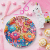 Blume Bouquet in Pink Orange & Blue Boho Pappteller (Party)