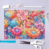 Blume Bouquet in Pink Orange & Blue Boho Seidenpapier (Handwerk)