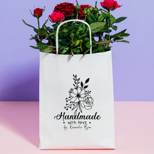 Blume Bouquet Individuelle Name Handmade Business Gummistempel