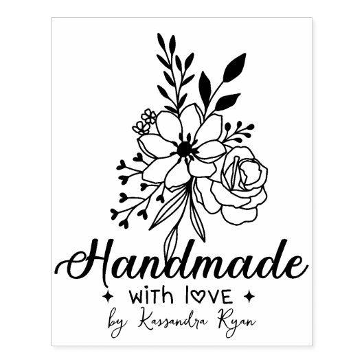 Blume Bouquet Individuelle Name Handmade Business Gummistempel (Prägung)