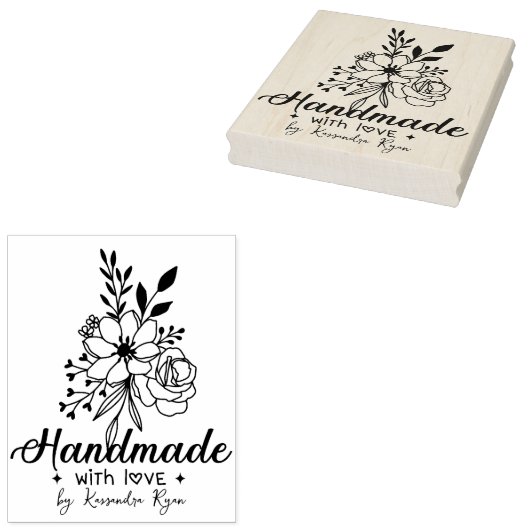 Blume Bouquet Individuelle Name Handmade Business Gummistempel (Stempel)