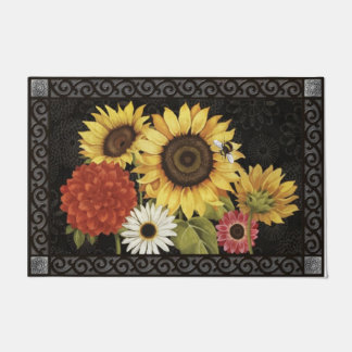 Blume Bouquet Indoor Welcome Mat, Schwarz Vintag Fußmatte